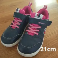 Champion 子供用スニーカー ネイビー/ピンク 21cm