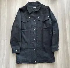 stussy デカロゴ デニムジャケット ホワイト ショート丈 ☆24SS☆STUSSY ZIP WORK JACKET DENIM (STUSSY/デニム