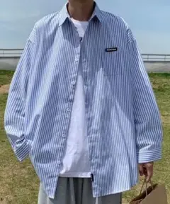 ストライプワンポイントシャツ