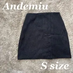 美品 Andemiu ラップフウ ZIP ミニスカート レディース 無地 グレー