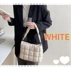 新春SALE ハンドバック キルティング ショルダー ホワイト もこもこ