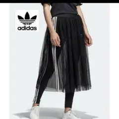 adidas フレアチュールスカート ブラック　シースルー