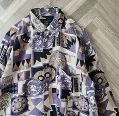 レアデザイン　ビンテージ総柄シャツ　メデューサ柄 ヨーロピアン柄　派手　一点もの