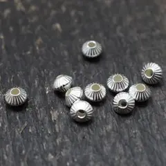 シルバー925製 10個セット 中空 コルゲートビーズ　6.5×4.5mm