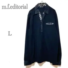m.f.editorial 長袖ポロシャツ 【L】 黒 綿混 スキッパーシャツ