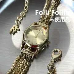 【新品未使用】Folli Follie 二重チェーン腕時計 保管袋&ショッパー付