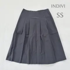 美品✨ k413 インディヴィ【SS】スカート プリーツスカート 膝丈 黒