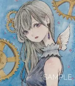 手描きイラスト アナログ オリジナル ミニ原画 スチームパンク