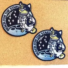 宇宙飛行士猫　ワッペン　2枚セット