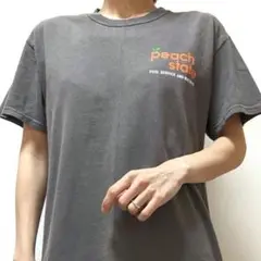 ギルダン ピーチステート ロゴ Tシャツ グレー 灰色 古着