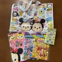 未使用Disney Tsum Tsum トートバッグタオル、ミニメモ色鉛筆　5点