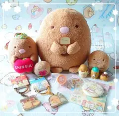 【新品・11点】すみっコぐらし とんかつ スタンプ 缶バッジ ぬいぐるみ他