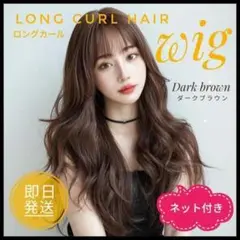 ★新品★フルウィッグ★カール★ダークブラウン★ロング★自然★ウィッグ