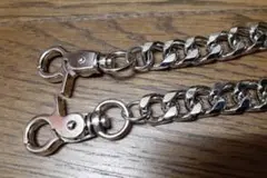 ウォレットチェーン 喜平チェーン 極太 ダブルクリップ 財布 シルバー シンプル