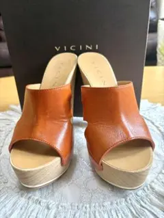 ヴィッチーニ VICINIミュールウッドソール レザー サンダルプラットホーム