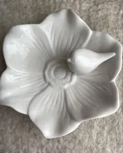 インテリアトレイ フラワー 鳥 白磁