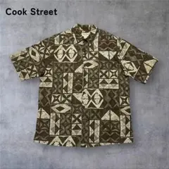 【267】CookStreetHonolulu柄シャツブラウン×カーキグレーL
