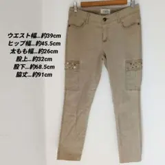 送料込❤ベージュ カーゴパンツ サイズ6 ビジュー
