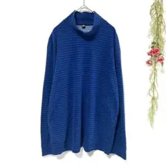 【UNIQLO】ユニクロ ヒートテックストレッチモックネックT ボーダー (L)