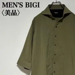 【美品】メンズビギ　長袖シャツ　オープンカラー　カーキ