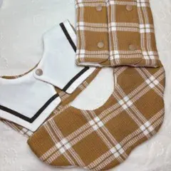 ワッフルチェック スタイ&サッキングパッド 4点セット #ブラウン