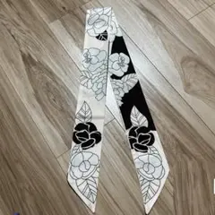 新品♡ナロースカーフ ネックスカーフ バッグスカーフ バンダナ ベージュ ⑤