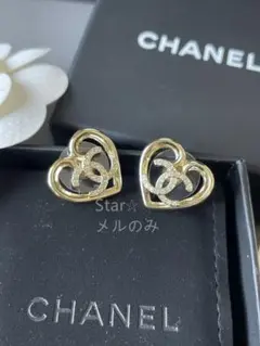 シャネル ハート ピアス CCマーク ゴールド