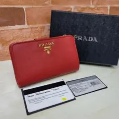 PRADA☆鑑定済☆サフィアーノ 1ML225 レッド コンパクト プラダ財布