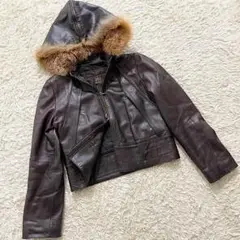 LOUIS VUITTON レザージャケット 40 ラムレザー ファー