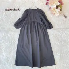⚫︎mysaclosetギャザーブラウスM 大人ガーリー黒　ランタン袖　金ボタン
