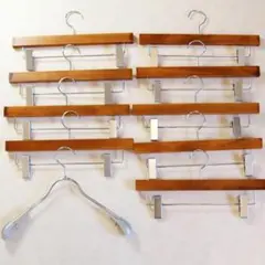 ナカタハンガー/中田ハンガー 木製ハンガー９本　スチール製ハンガー１本セット