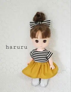 メルちゃんの服　ソランちゃん服　レミンちゃん服　半袖ボーダーマスタード