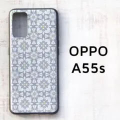 OPPO A55s 5G ケース グレー タイル カバー