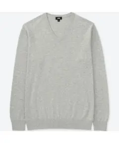 新品サイズXL！UNIQLOユニクロ ウォッシャブルVネックセーター（長袖）灰