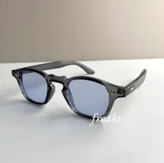 ウェリントン　サングラス　ブルーレンズ　グレーフレーム　ヴィンテージ　スタイル
