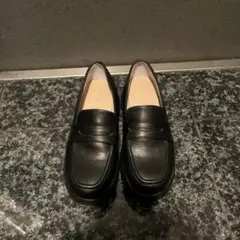 ブラックレザー 厚底ローファー　オリエンタルトラフィック