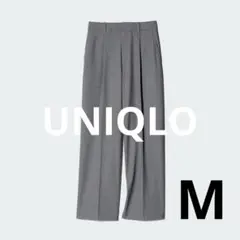 ▲UNIQLO★美品★2024年10月購入★タックワイドパンツ★グレー★Mサイズ