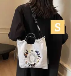 【1点のみ】馬 ボールアンドチェーン エコバッグ ホワイト S ストラップ付き