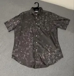 【美品】BARNEYS NEW YORK 半袖シャツ 花柄 ダークグレー (M)