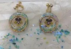パンジー❁イヤリング　ハンドメイド