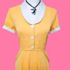 ❤ ロカビリー オールディーズ 50年代 VINTAGE 黄色ワンピ ❤1059