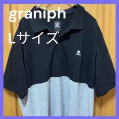 graniph☆メンズポロシャツ☆Lサイズ☆ツートン☆ドクロワンポイント