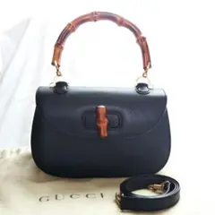 GUCCI バンブー ハンドル バッグ 2WAY ターンロック ピッグスキン 黒