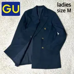 【美品】GU ジーユー 紺ブレダブルブレストジャケット レディース ネイビー M
