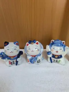 23 おそらく薬師窯　招き猫　3体セット