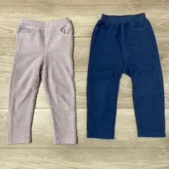 ネイビー パープル　スリムフィットパンツ 95センチ　ベビー　２枚セット
