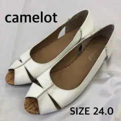 camelot　オープントゥ ホワイト サンダル 24.0
