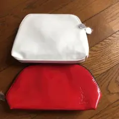 値下げ中❤️YSL BEAUTE ポーチ 2個セット ホワイト レッド訳あり