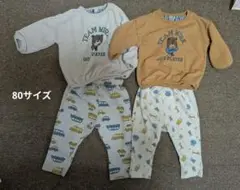 クマシャツ2枚、車柄、動物柄ズボン1枚ずつ計4枚　80
