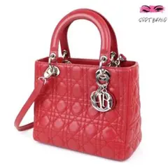 Christian Dior レディディオール カナージュ ハンドバッグ レッド